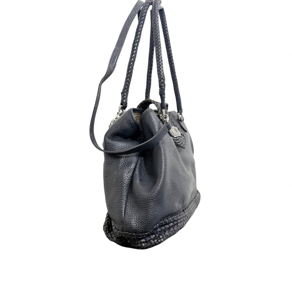 Brighton Vintage Leather Woven Satchel‎ Black